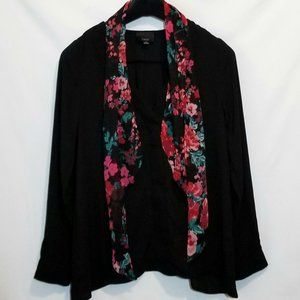 LUMIERE BLACK TOP V CUT NECK WITH FLORAL SCARF